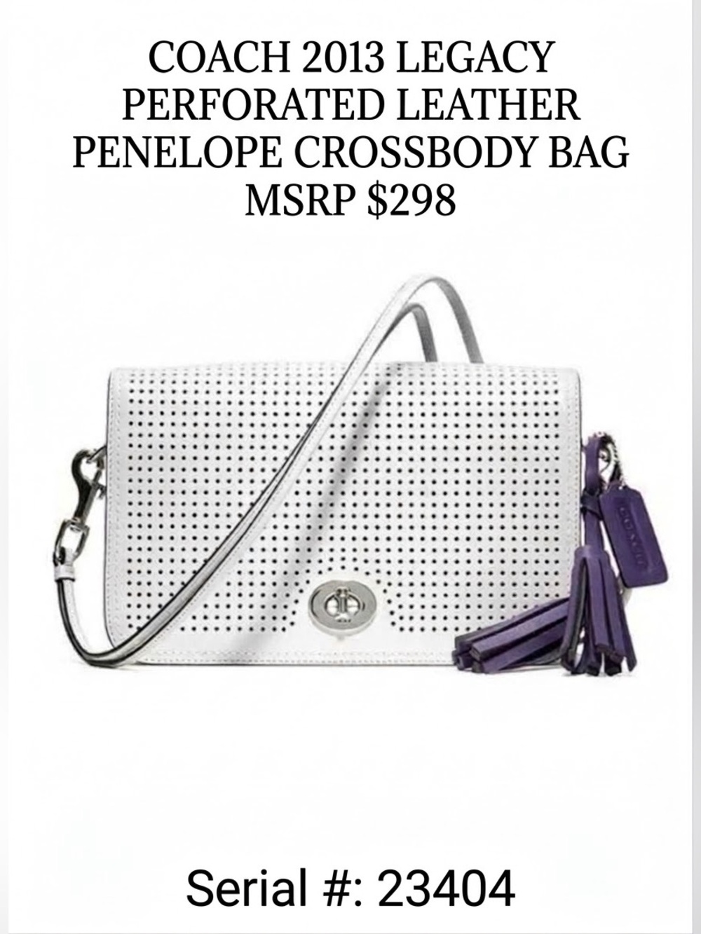 Coach 2013 Legacy Perforated Leather Penelope Crossbody Bag #23404 EUC MSRP $299